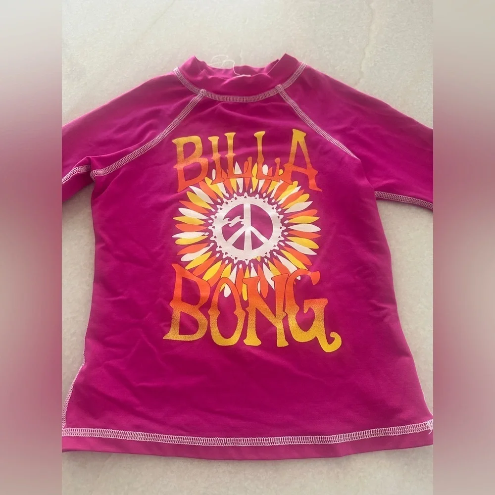 Billabong Kids Fuchsia and Yellow Rash Guard